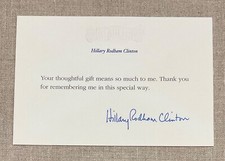 First Lady Hillary Clinton Authentic Original Official Note Card To Designer
