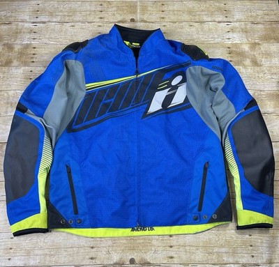 Icon Overlord SB2 CE Prime Mesh Motorcycle Jacket 2XL Blue Hi-Viz
