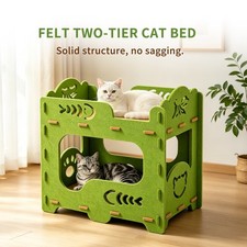 Two-Tier Felt Cat Bed Sturdy Non-Sagging Double Layer Cat House Breathable