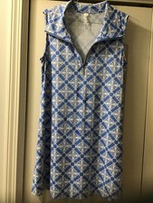 Lulu B Women  s Sleeveless Dress Blue/White Geometric Print UPF50- Size M- NWOT