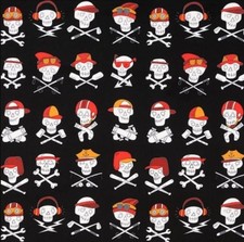 100 Cotton Fabric By The Yard Alexander Henry Sports Skulls Black