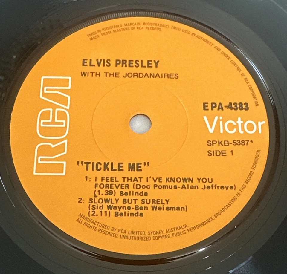Elvis Presley ~With The Jordanaires - Tickle Me 7" EP Australian Issue EX / VG+ - Image 4 of 4
