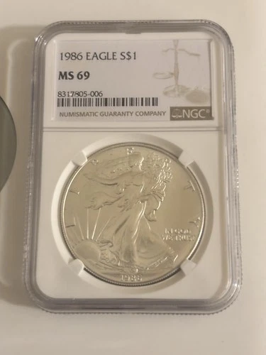 1986 American Silver Eagle Coin - NGC MS69 1oz .999 Fine Silver