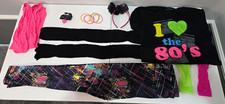 80s Costume Outfit Womens L XL Neon Shirt Leggings Tank Leg Warmers Accessories