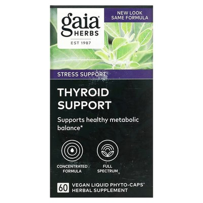 2 X Gaia Herbs, Thyroid Support, 60 Vegan Liquid Phyto-Caps-Worldwide