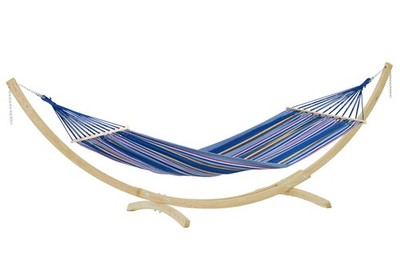Amazonas Star Set Ocean Stabhängematte blau mit Holzgestell /     Extrem Wett...