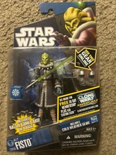 Star Wars The Clone Wars- Kit Fisto CW60 Figure w Gear & Battle Card Game