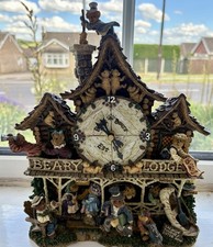 Boyds Bears Beary Lodge Clock Danbury Mint Resin 1998 Country Cabin