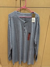 The Foundry Supply Co. Shirt Men's 2XLT Blue 100% Cotton Henley Neck NWT