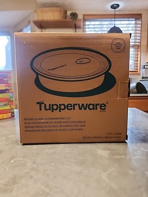 Tupperware Voila Glass Round Food Storage Airtight Baking Dish 1.8 qt / 1.7L New