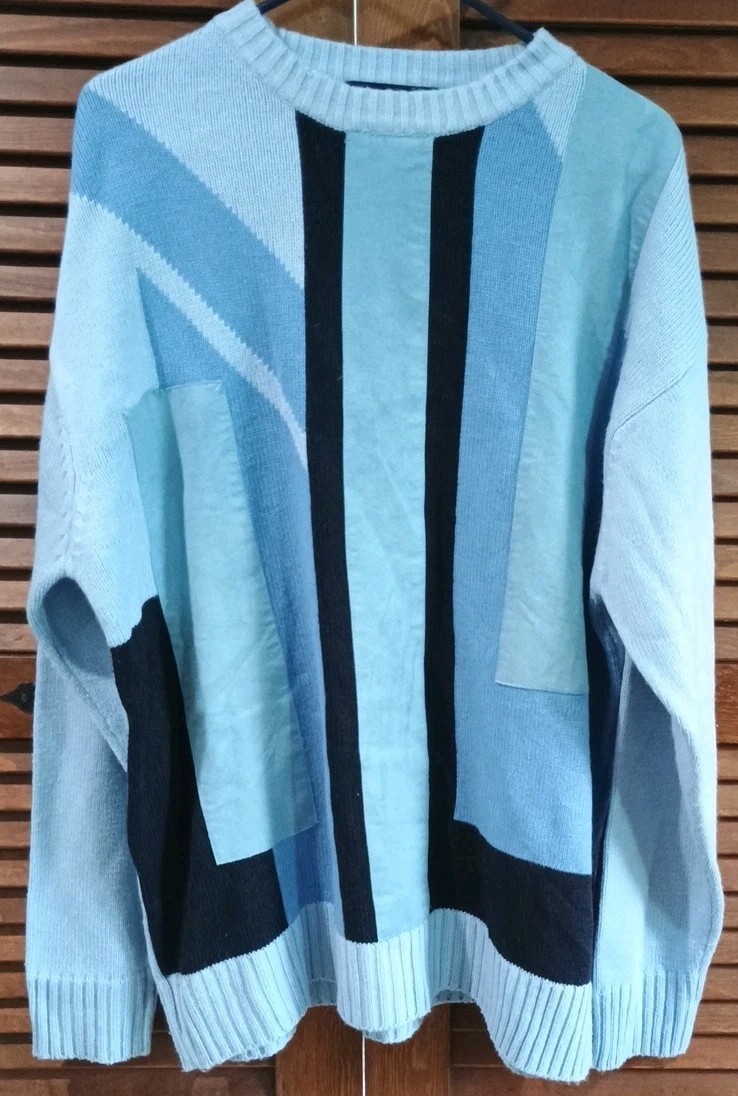 JORDAN CRAIG Geometric Pattern Patch Acrylic Knit… - image 1