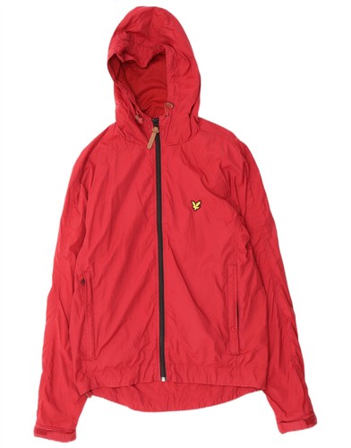 Lyle & Scott, Lyle & Scott Mens Vintage Hooded Rain Jacket UK 38 Medium Red Polyamide CH10