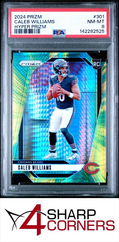 2024 PANINI PRIZM HYPER #301 CALEB WILLIAMS RC BEARS #/180 PSA 8