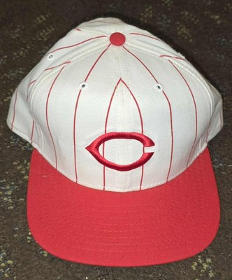 Vtg Cincinnati Reds New Era Pinstriped Snapback Hat Cap SAMPLE Made in USA