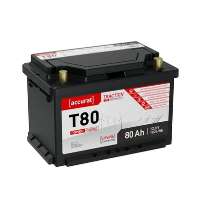 Accurat Lithium Versorgungs-Batterie 12V 80Ah LiFePO LFP Aufbaubatterie Solar
