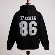 Victoria's Secret PINK Ivy Fleece Campus Full-Zip Hoodie   XL   Black   NWT