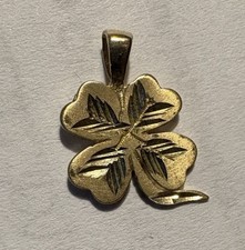 Vintage 14k Yellow Gold Four Leaf Clover Char...