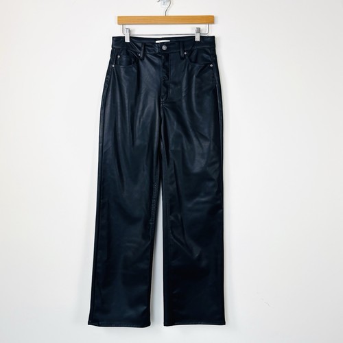 H&M Womens Pants Faux Leather Wide Leg Black Rise Rise Size 12 40