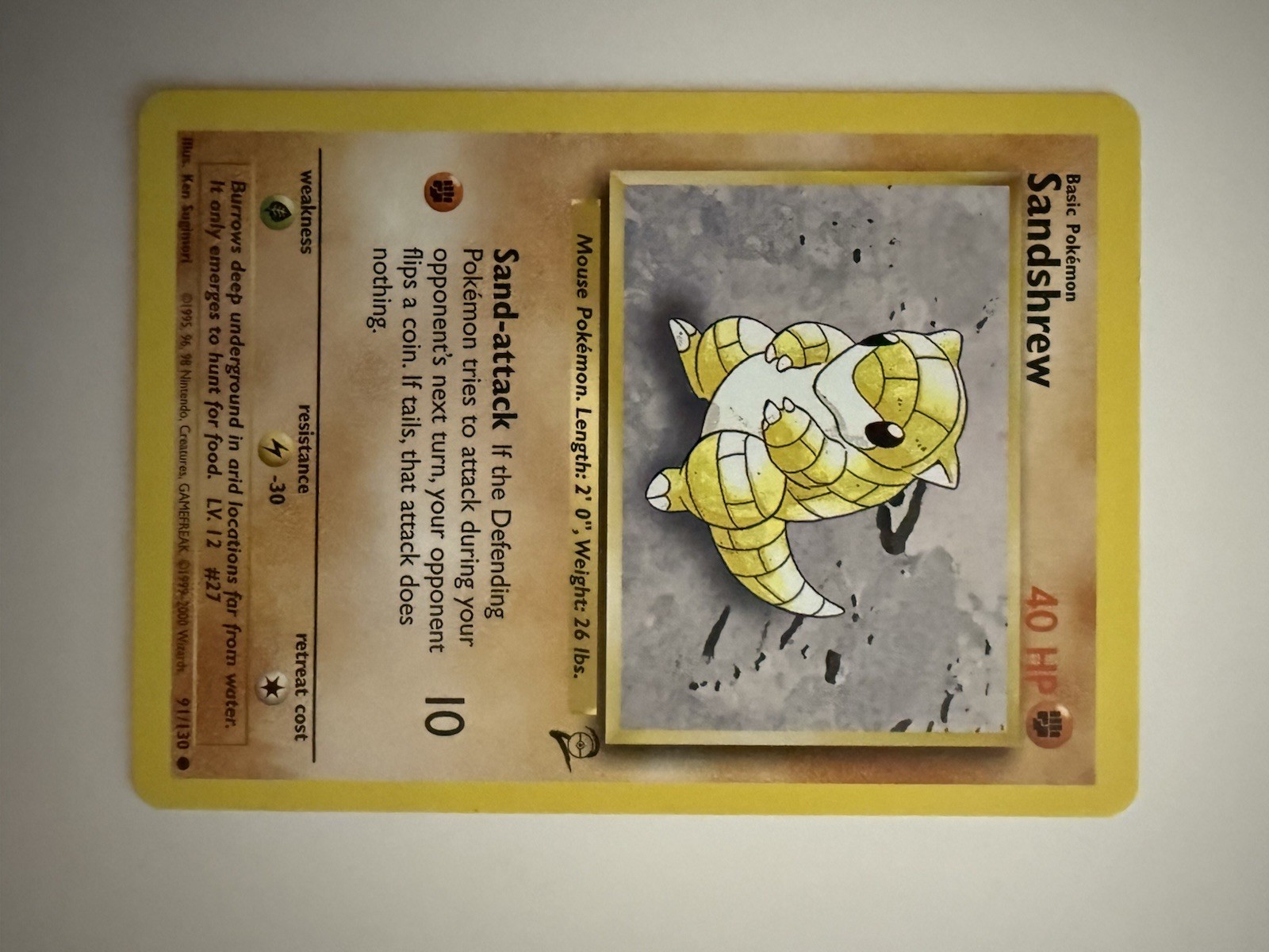 Pokémon TCG Sandshrew Base Set 2 91/130 Regular Unlimited Common