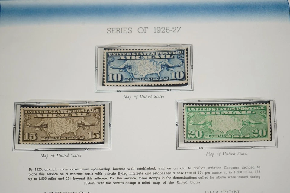 US 1918-1962 AIR MAIL COLLECTION OF 70+ STAMPS ALL MINT ON WHITE ACE PAGES - Image 3 of 4