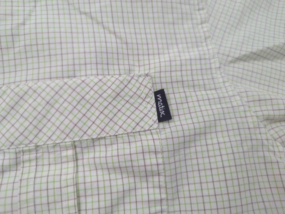Matix Button Up Shirt Mens Medium Check Short Sleeve Omni Shirt Slim Fit - Image 3 of 4