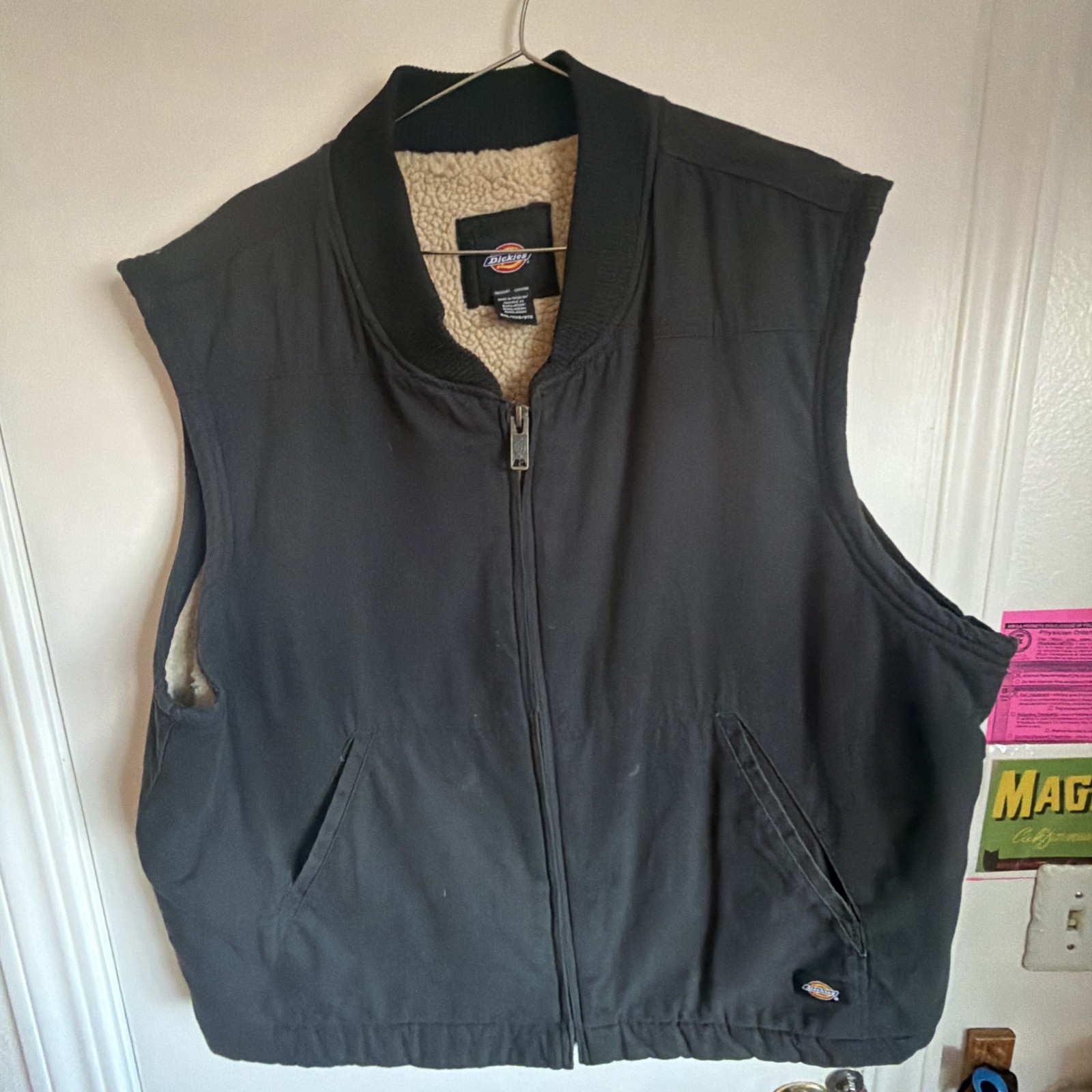 Dickies High Pile Sherpa/Fleece-lined Duck Vest Men’s 2XL Rinsed Black Workwear