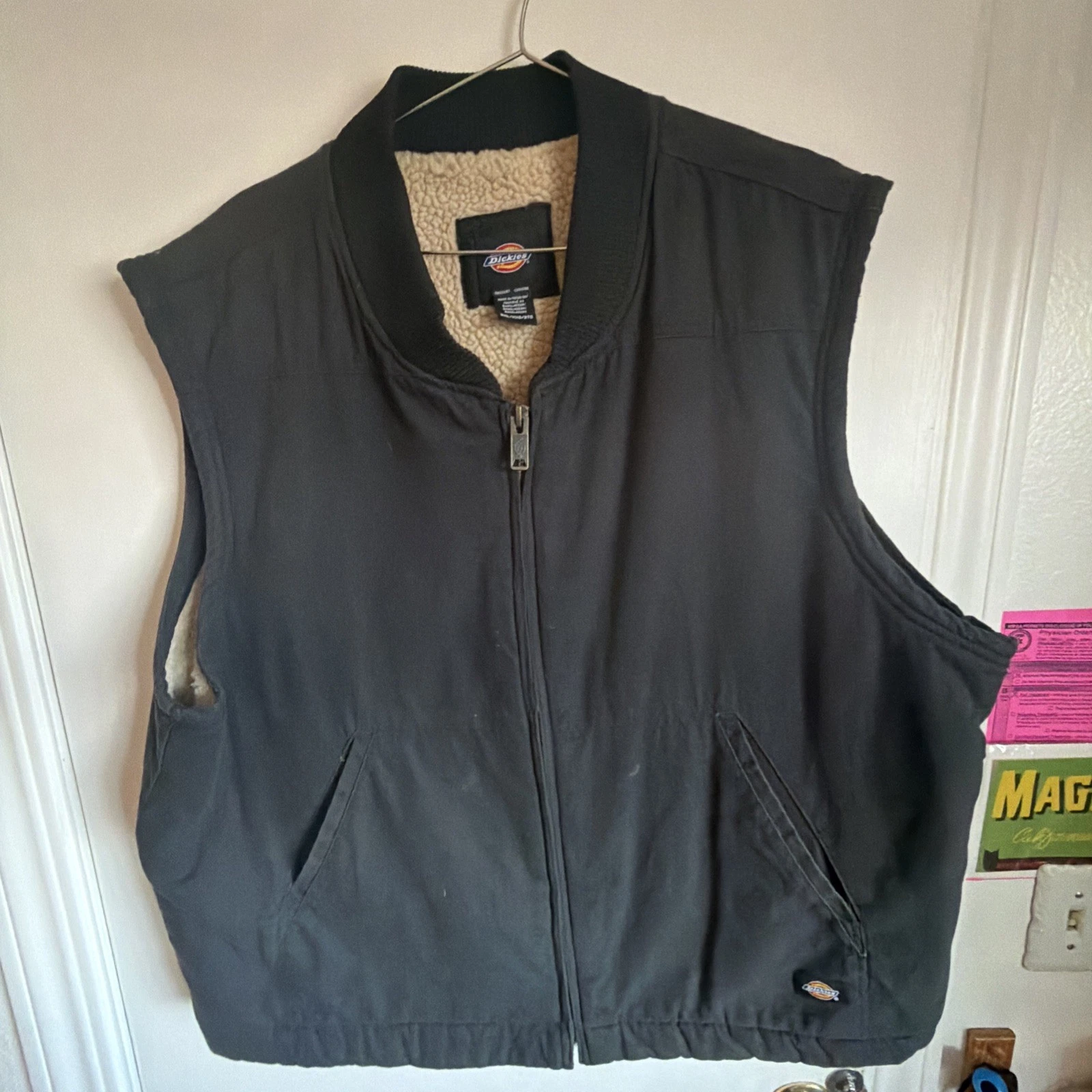 Dickies High Pile Sherpa/Fleece-lined Duck Vest Men’s 2XL Rinsed Black Workwear