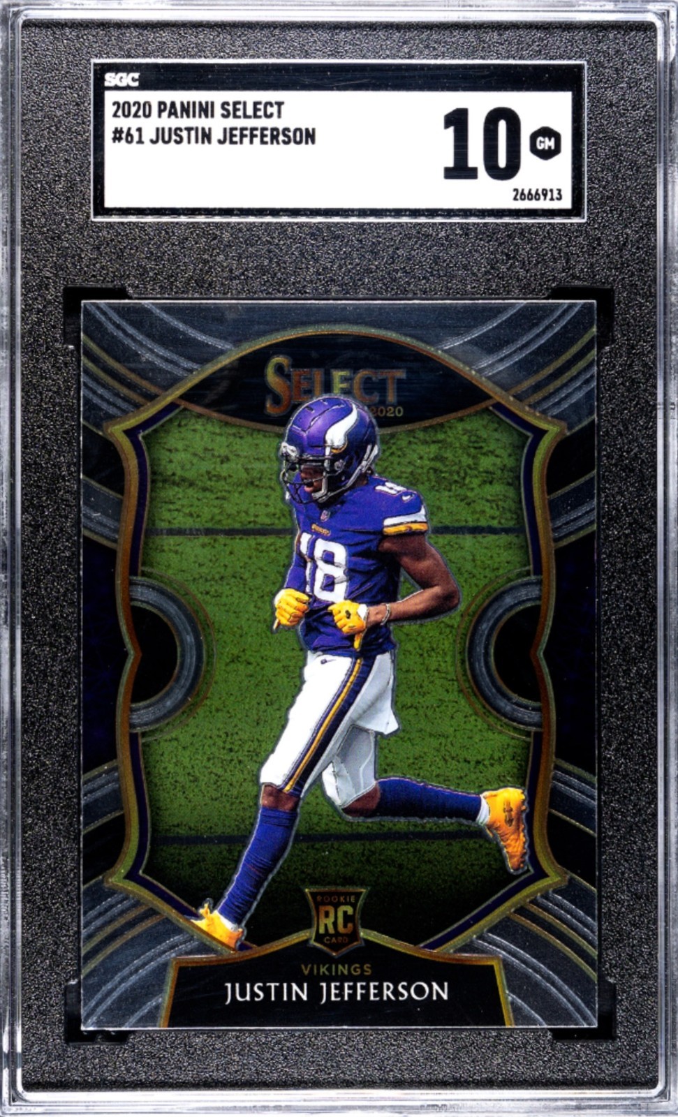 Justin Jefferson RC 2020 Panini Select Rookie #61 Vikings LSU WR SGC 10 Gem Mint