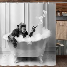 Funny Animal Monkey Wildlife Shower Curtain Waterproof Fabric Hooks 72x72 Inch