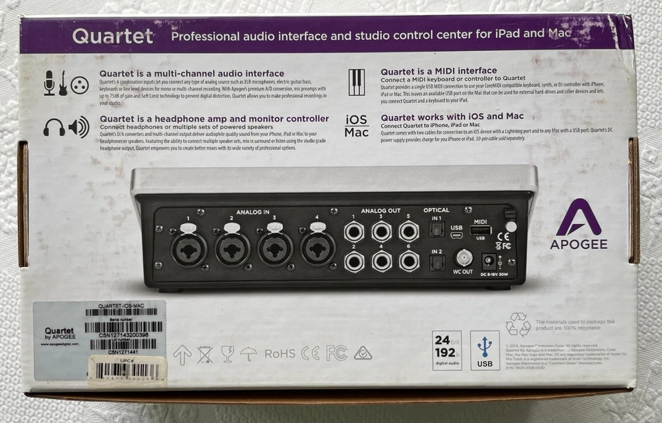 Apogee Quartet for iPad & Mac - Pro audio interface & studio control center - Image 4 of 4