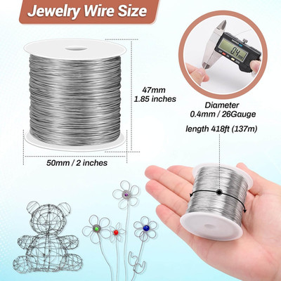 26 Gauge Stainless Steel Wire for Jewelry Making, Baling Wire for Wrapping, C...