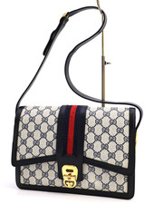 Borsa a tracolla Gucci borsa a mano borsa Sherry GG Supreme fibbia blu navy...