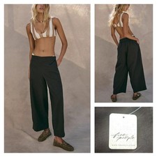 Free People Free-est Demi Cotton-Linen Pants Double Espresso Size Small NWT