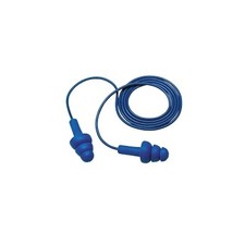 E-A-R™ Ultrafit™ Earplugs, Elastomeric Polymer, Blue, Corded, Poly Bag, Metal