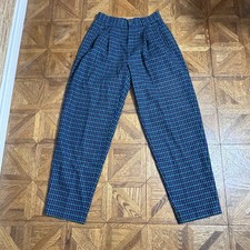 Vintage Benetton Italy Plaid Wool Pleated Pants Work Wear Office Wear Retro