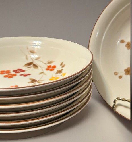 Lot Of 7 Nikko Soup Bowls Prairie Blossoms Orange Yellow Floral Japan 7.5”x1.5” - Picture 5 of 11