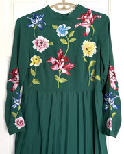 ASOS Design Maxi Dress Floral Embroidered Long Pleated Women's Size 12