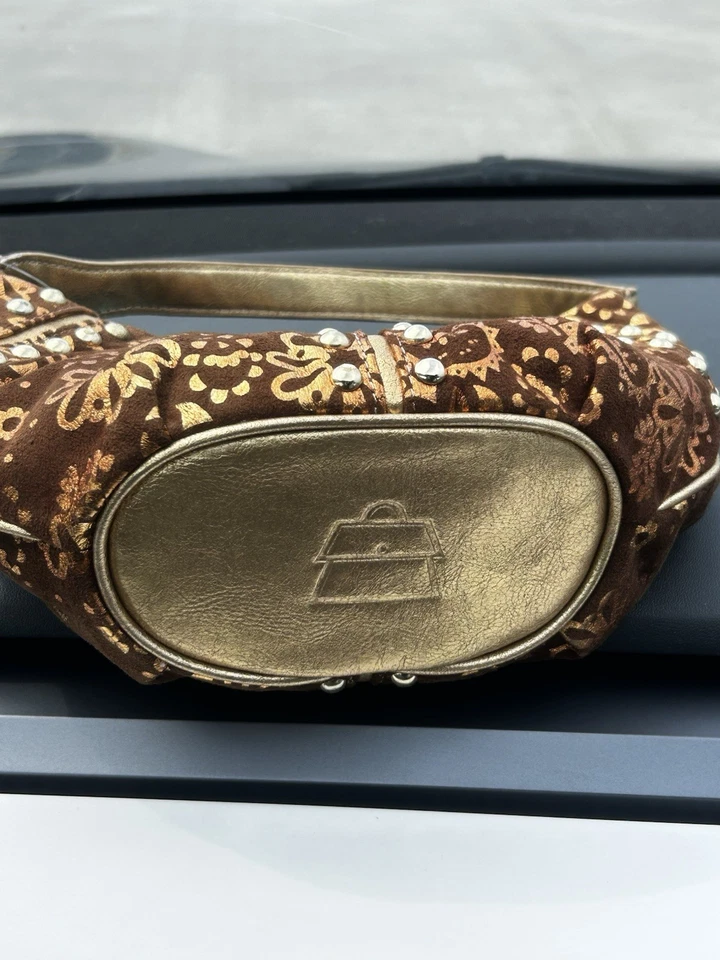 Bolso Cartera Baguette Vintage Y2K Kathy Van Zeeland Metálico Dorado Micro Mini SoHo Foto 4 de 4