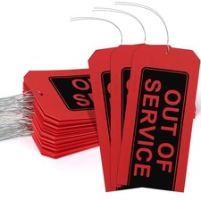 Out of Service Tags,50-Pk Red Repair Tags with Wires Attached,Tear Water Resis