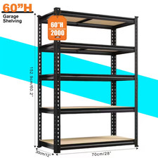 Heavy Duty 5 Tier 2000LBS Metal Shelving Units  60"H Garage Shelving Stora