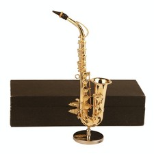 Dselvgvu Miniature Saxophone with Stand and Case Brass Mini Musical Instrumen...