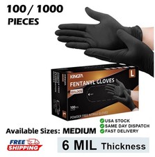 6 Mil Black Nitrile Gloves Heavy Duty Powder-Free Size Medium New 100/1000