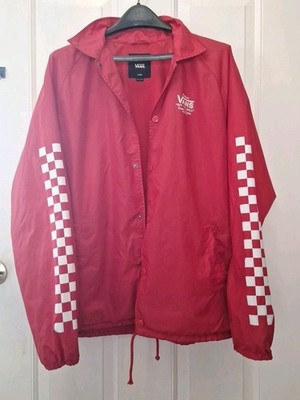 Vans Authentic ''Off The Wall '' Red Button Up Rain Jacket L For Men