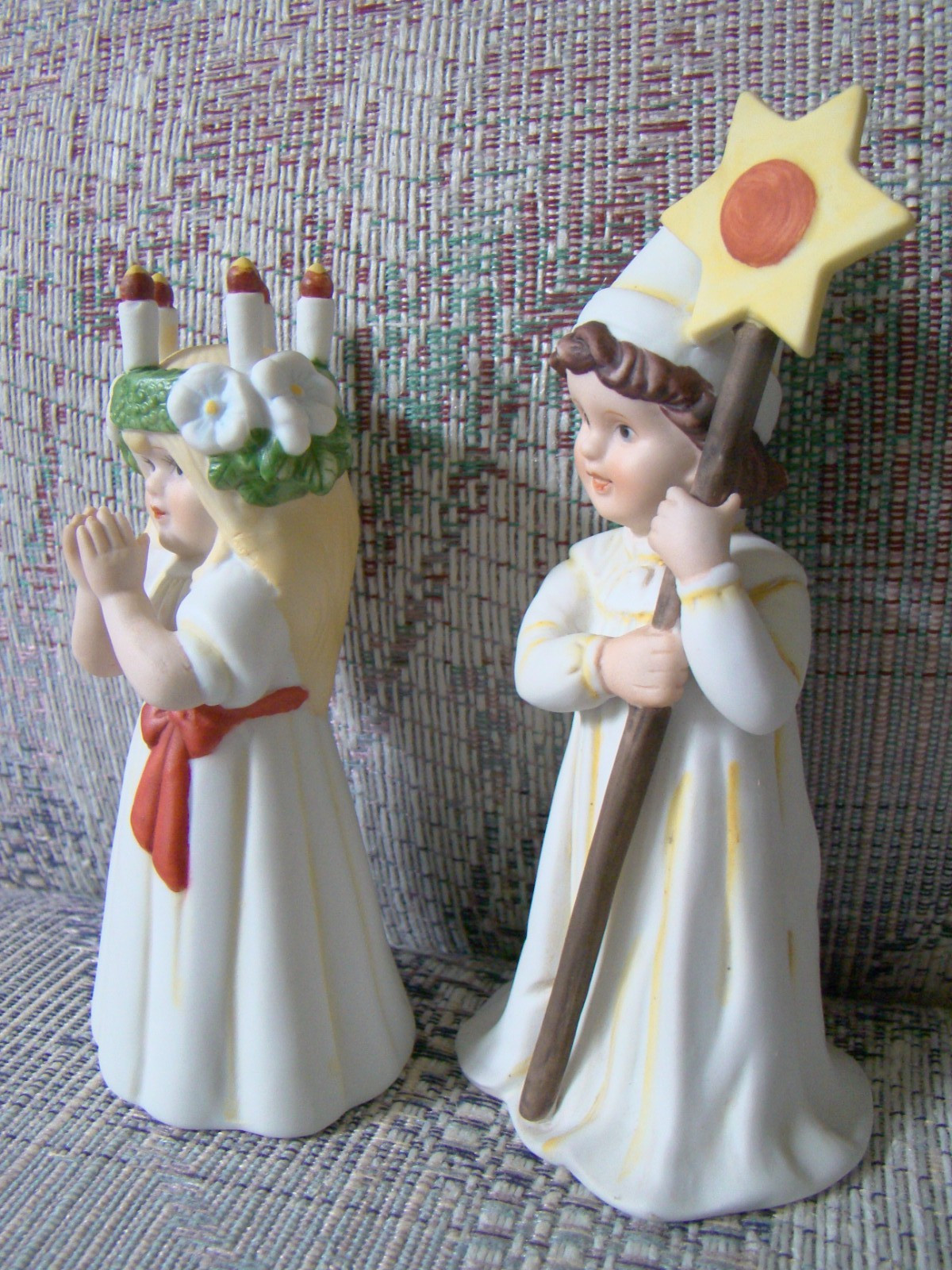Swedish St Lucia & Starboy figurines design by Jenny Nystrom Santa Lucia Sweden