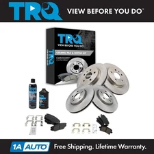 TRQ Front & Rear Premium Posi Ceramic Disc Brake Pad & Rotor Kit w/Chemicals