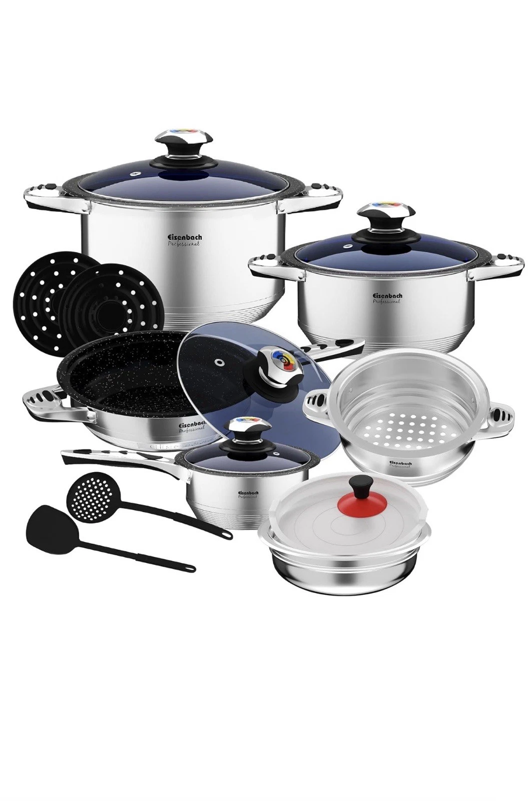 Eisenbach 16-Piece Stainless Steel Pan Set, Cooking Pot Set