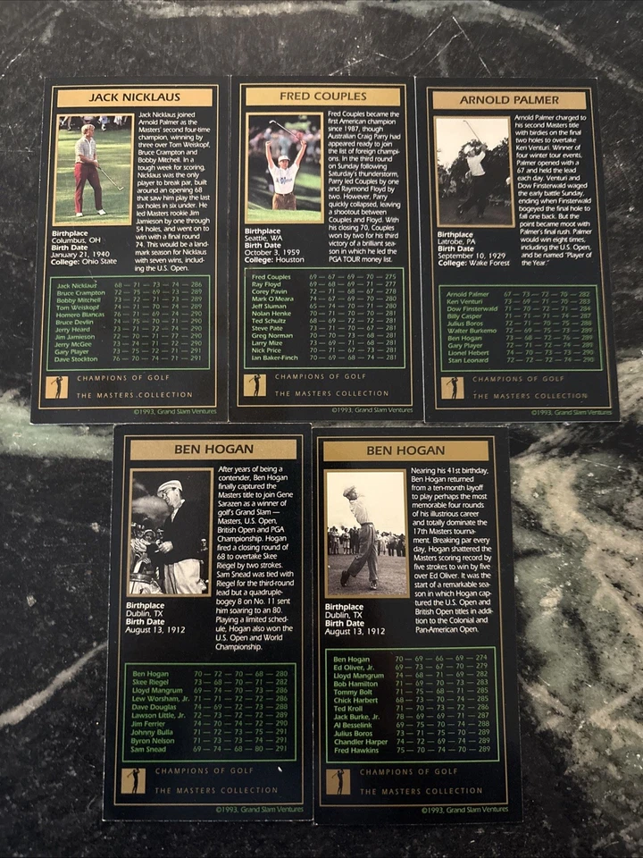 Lote de tarjetas de golf incluyendo Jack Nicklaus Beckett9 novato, Palmer, Hogan, parejas, Foto 4 de 4
