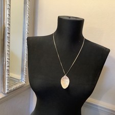 VINTAGE 925 Silver Spoon Pendant Hammered Recycled (55cm)  Chain Necklace GIFT