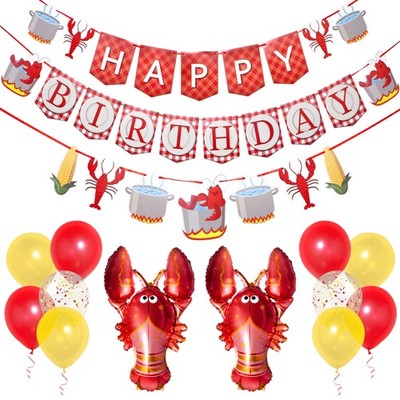 Crawfish Birthday Banner, Crawfish Birthday Party Decorations, Lobster Decor|...