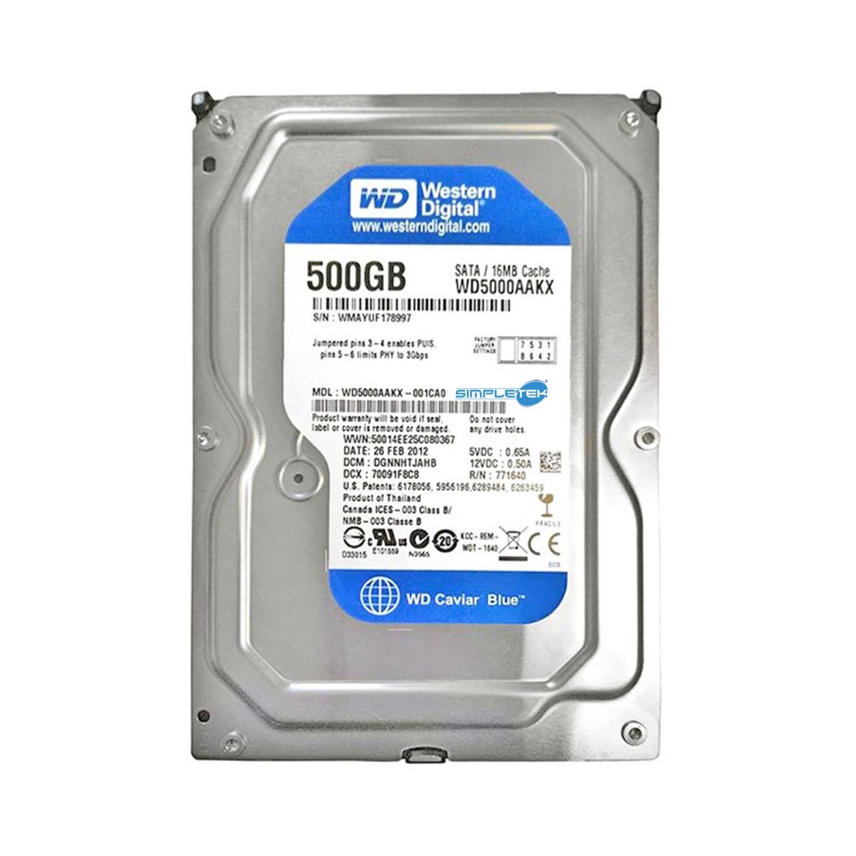 Hdd Wd Western Digital Hard Disk 500gb Sata 3,5" Wd5000aakx Desktop Pc_
